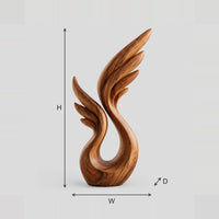 Rising Wing Sculpture With Layered Feathers And Open Loop dimension diagram with width, height and depth
