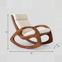 Rocking Chair With Open Loop Runners And Cushioned Seat dimension diagram with width, height and depth