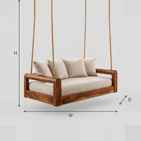 Rope Hung Swing With Open Frame Arms And Deep Seat Cushion dimension diagram with width, height and depth