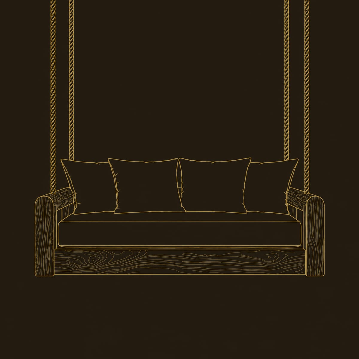 Rope Hung Swing With Open Frame Arms And Deep Seat Cushion dimension diagram