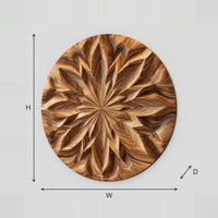 Round Carved Mandala Wall Art With Radiating Petals dimension diagram with width and height