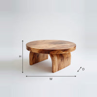 Round Coffee Table on Arched Legs, in Solid Hardwood dimension diagram with height, width and depth