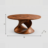 Round Coffee Table with Looping Ribbon Base dimension diagram with width, height and depth
