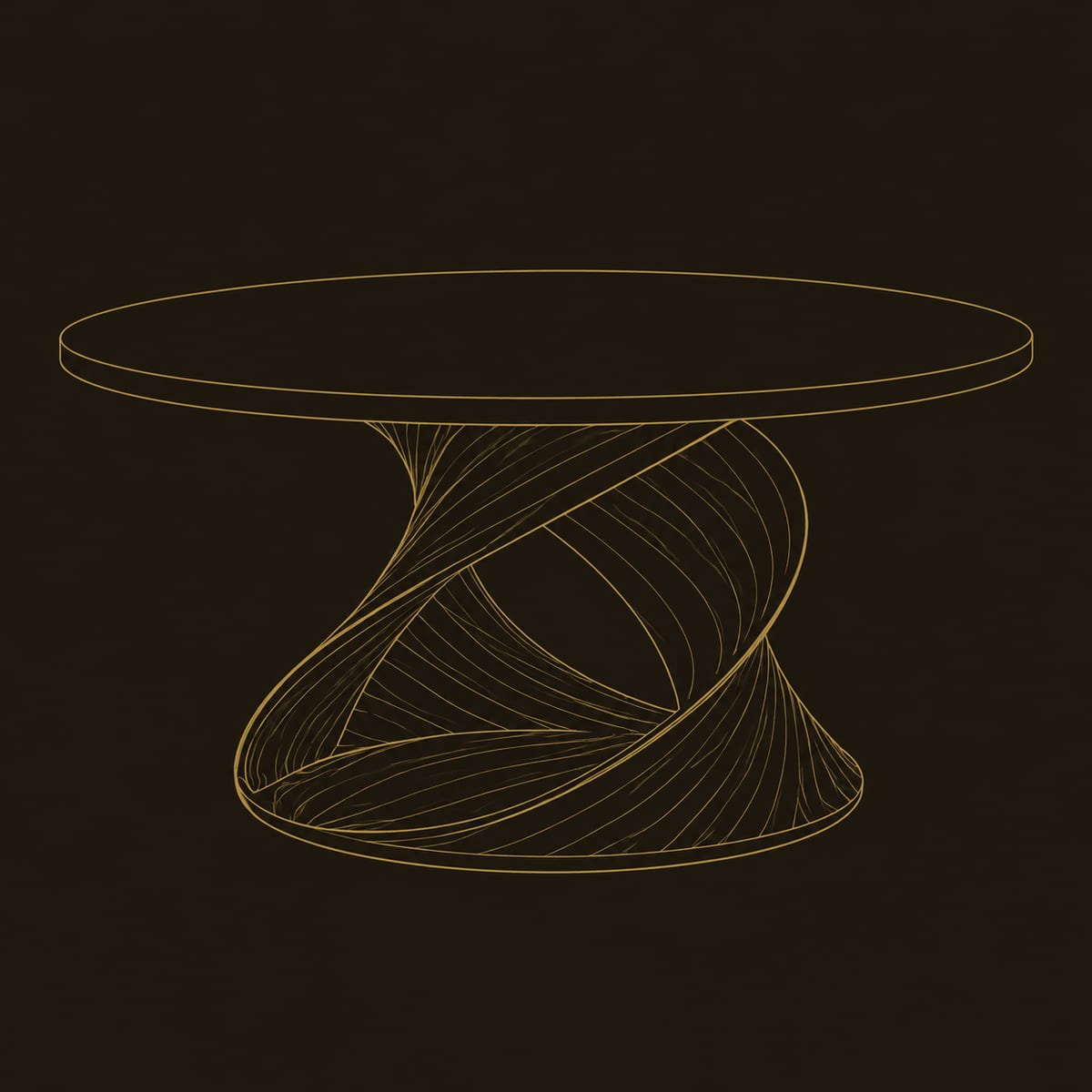 Round Coffee Table with Looping Ribbon Base dimension diagram