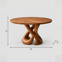 Round Dining Table On A Crossed Loop Base dimension diagram with width, height and depth