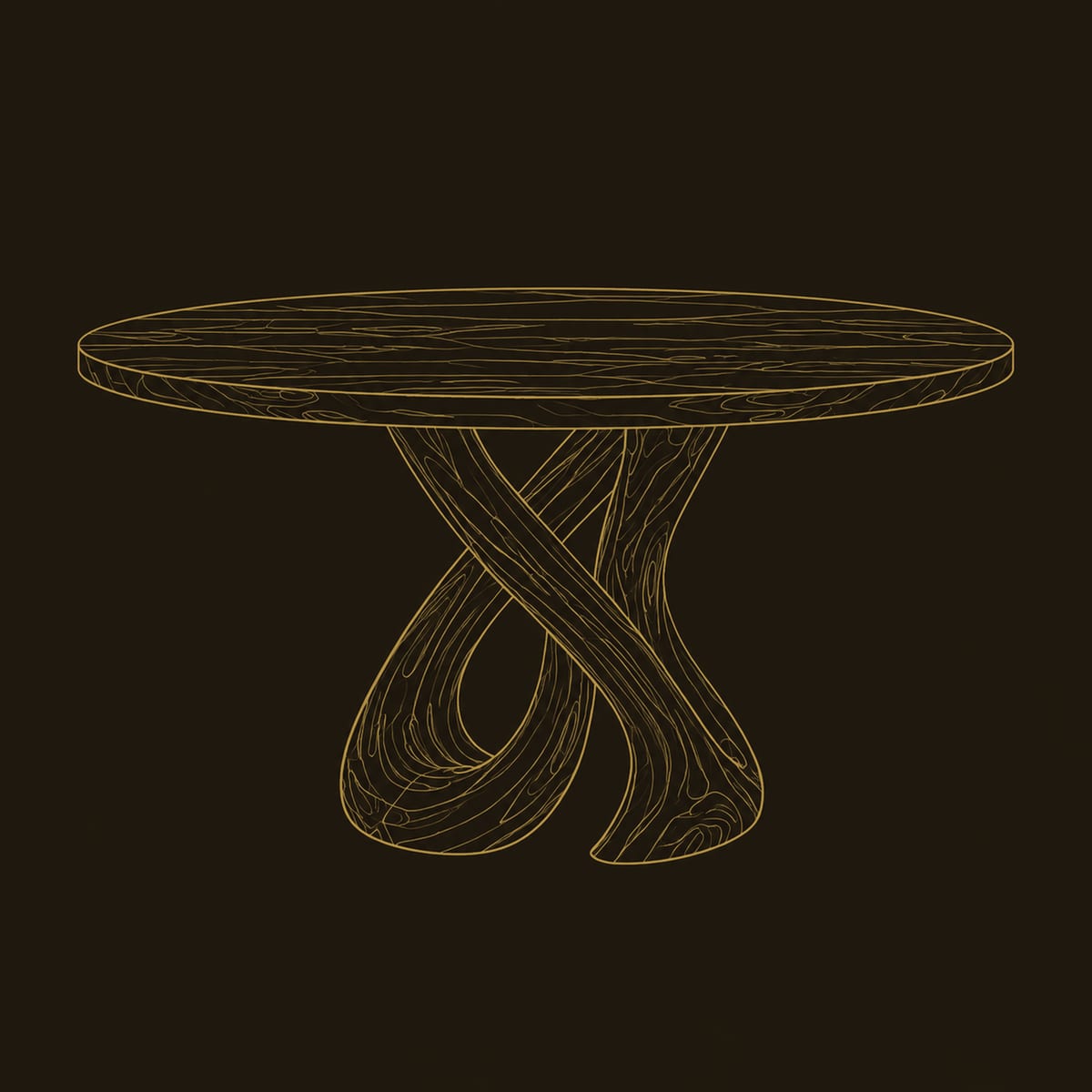 Round Dining Table On A Crossed Loop Base dimension diagram