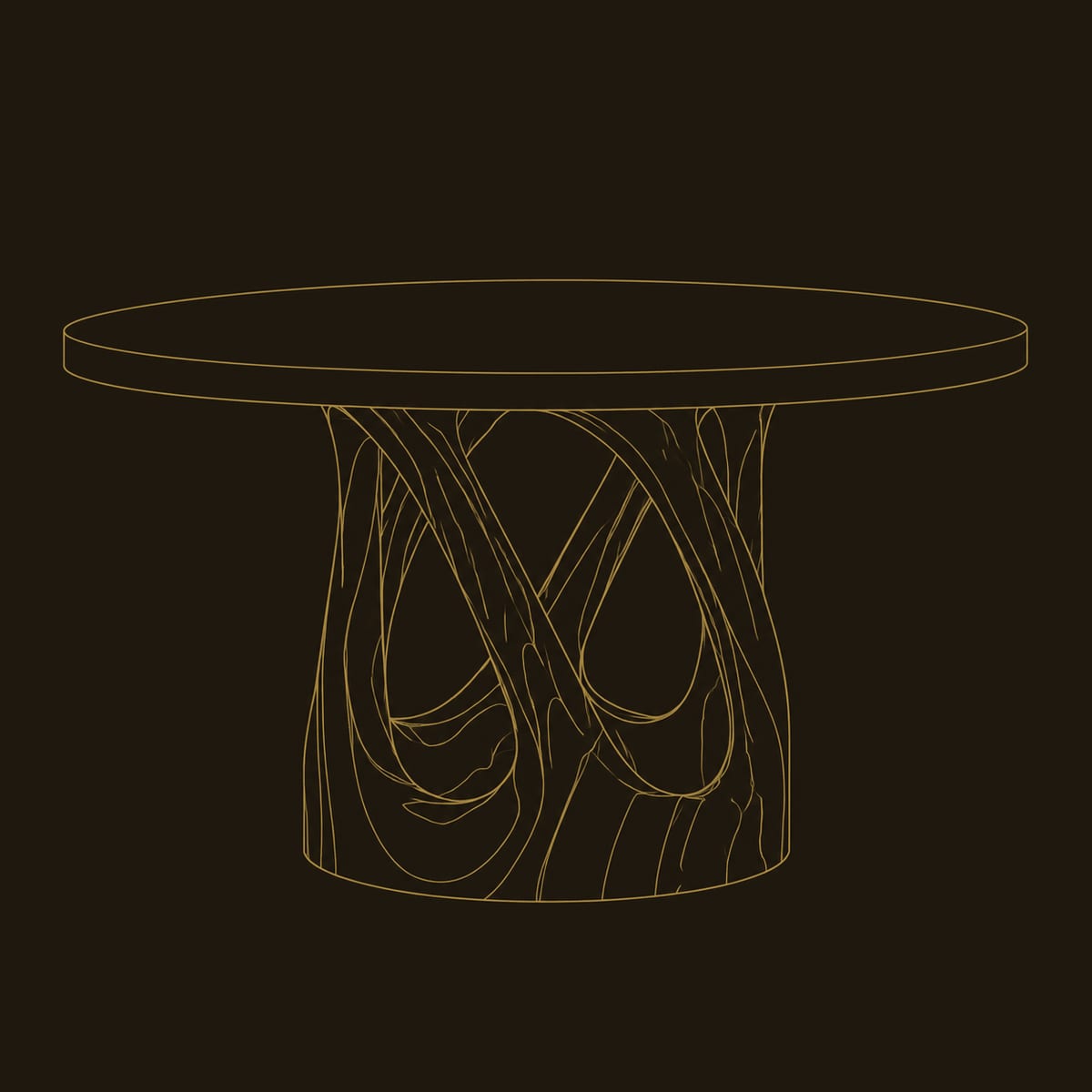 Round Dining Table on a Sculptural Teardrop Pedestal dimension diagram