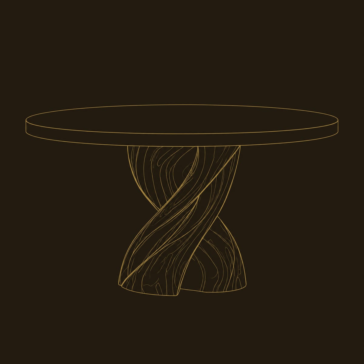 Round Dining Table on a Twisted Ribbon Pedestal dimension diagram