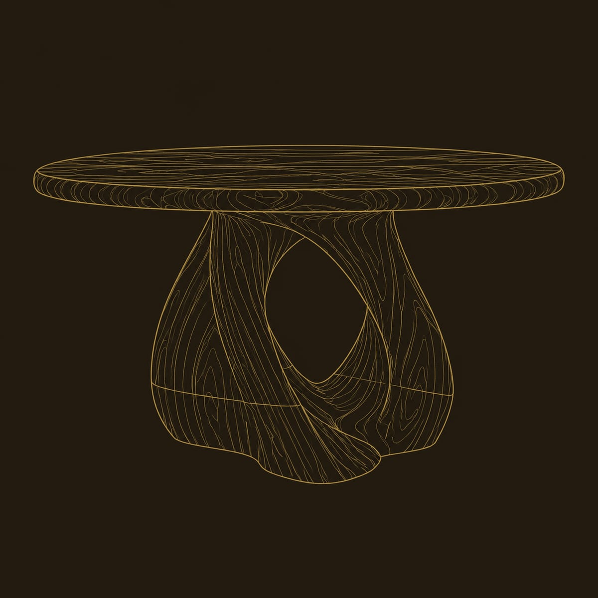 Round Dining Table Sculpted Open Loop Pedestal Base dimension diagram