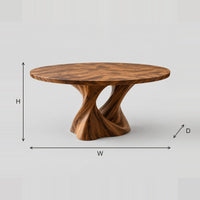 Round Dining Table With A Flared Twisted Pedestal dimension diagram with width, height and depth
