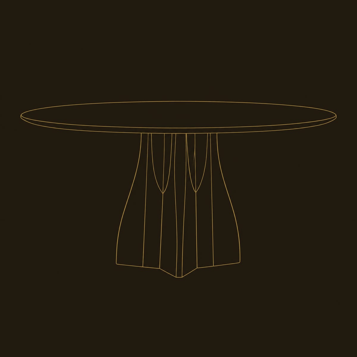 Round Dining Table With Flared Sculpted Pedestal Base dimension diagram