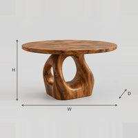 Round Dining Table With Hollow Sculpted Pedestal Base dimension diagram with width, height and depth