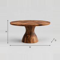 Round Dining Table With Hourglass Pedestal Base dimension diagram with width, height and depth