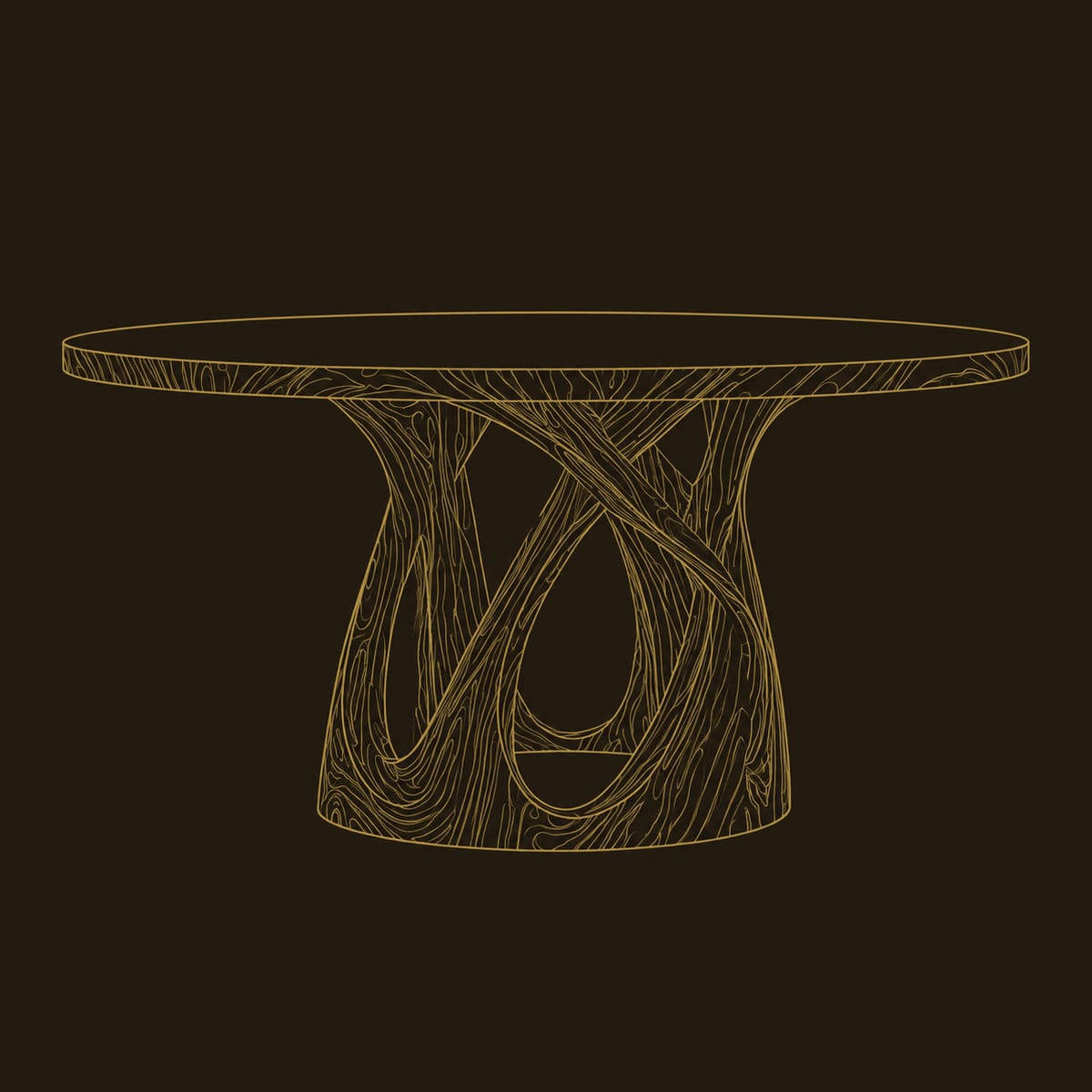 Round Dining Table with Interlaced Sculptural Base dimension diagram