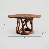 Round Dining Table With Openwork Branch Pedestal Base dimension diagram with width, height and depth