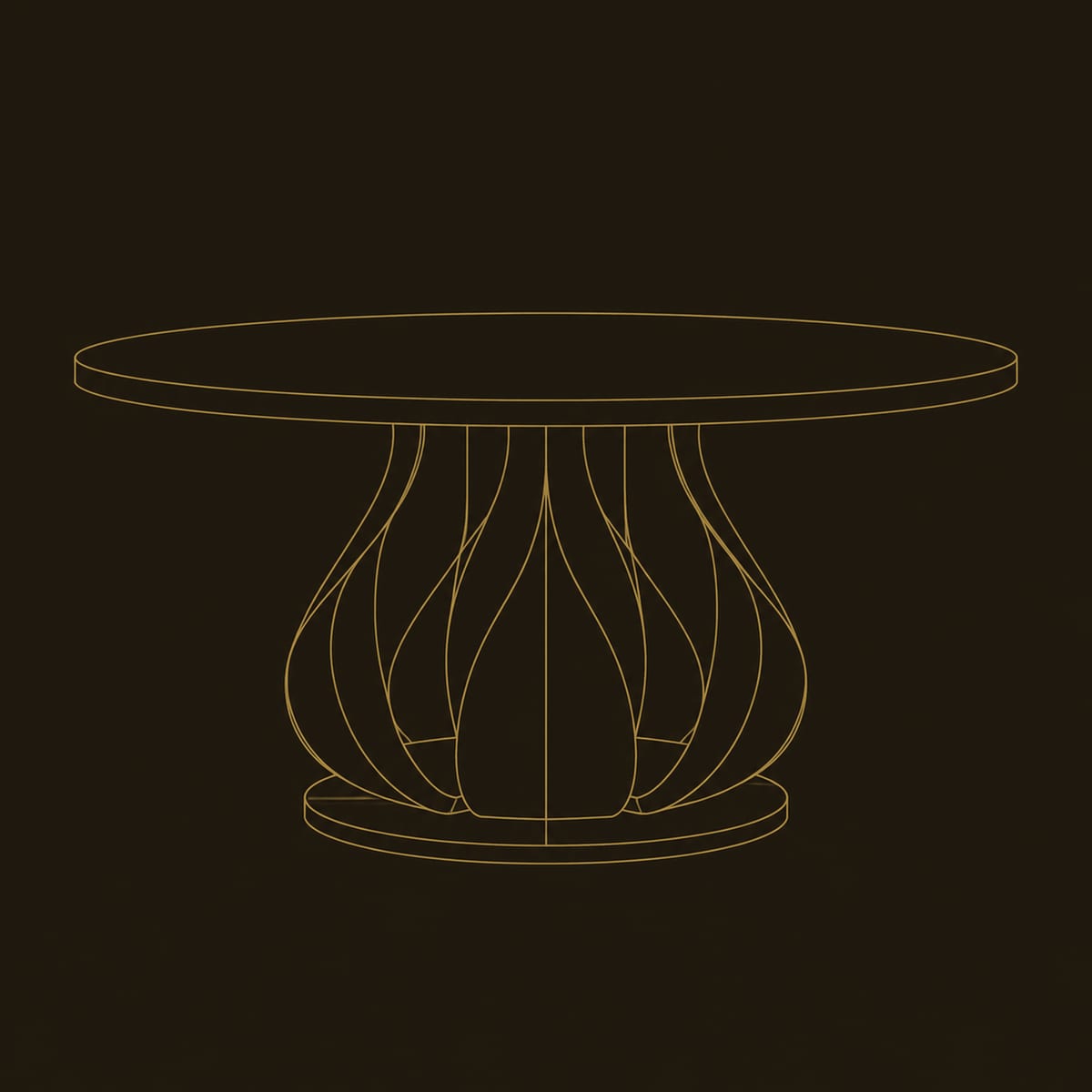 Round Dining Table With Petal Shaped Pedestal Base dimension diagram
