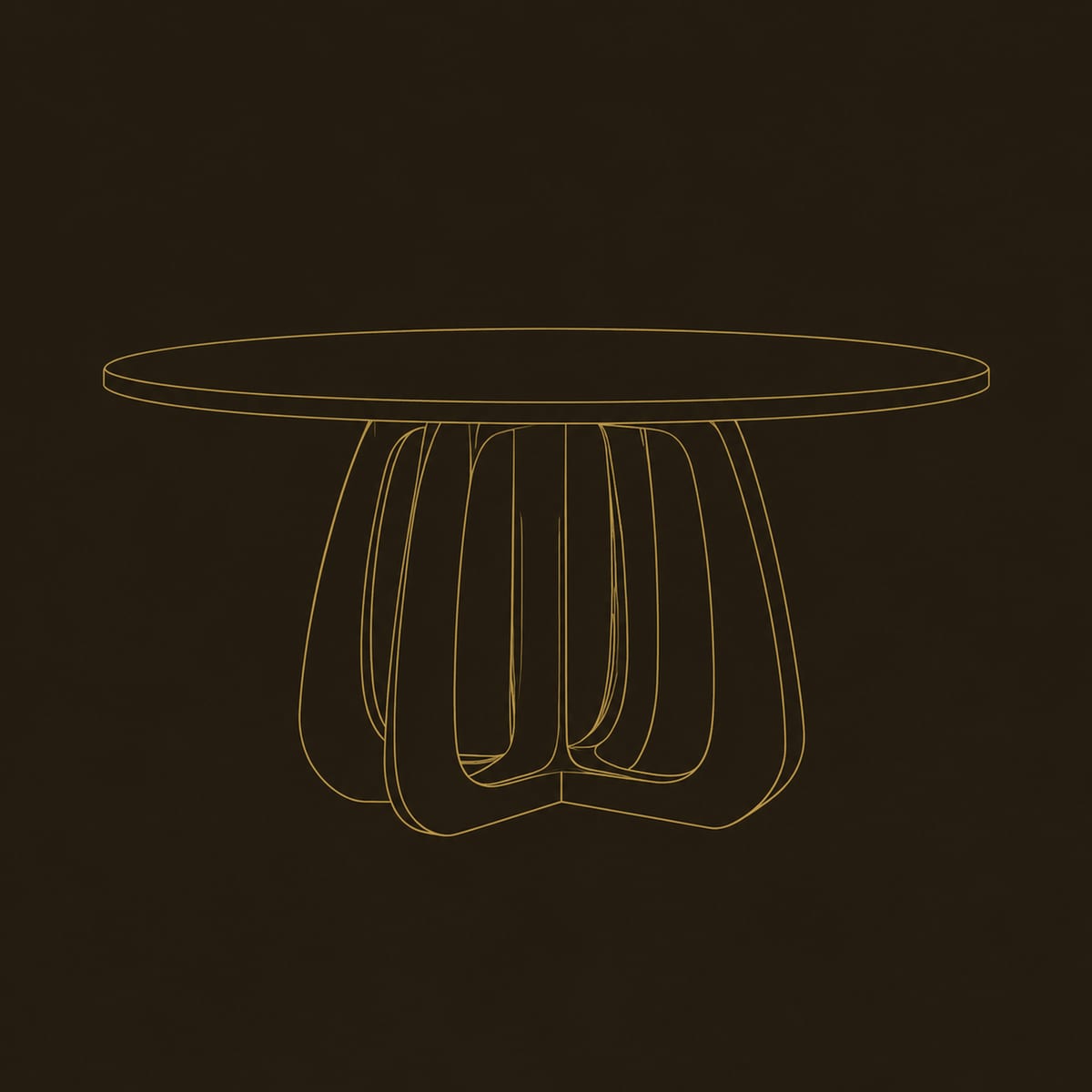 Round Dining Table With Sculpted Arched Loop Pedestal Base dimension diagram