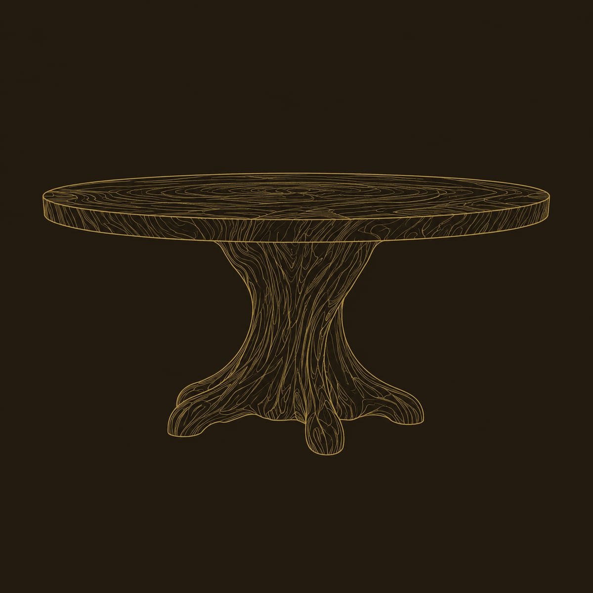 Round Dining Table With Sculpted Root Pedestal Base dimension diagram