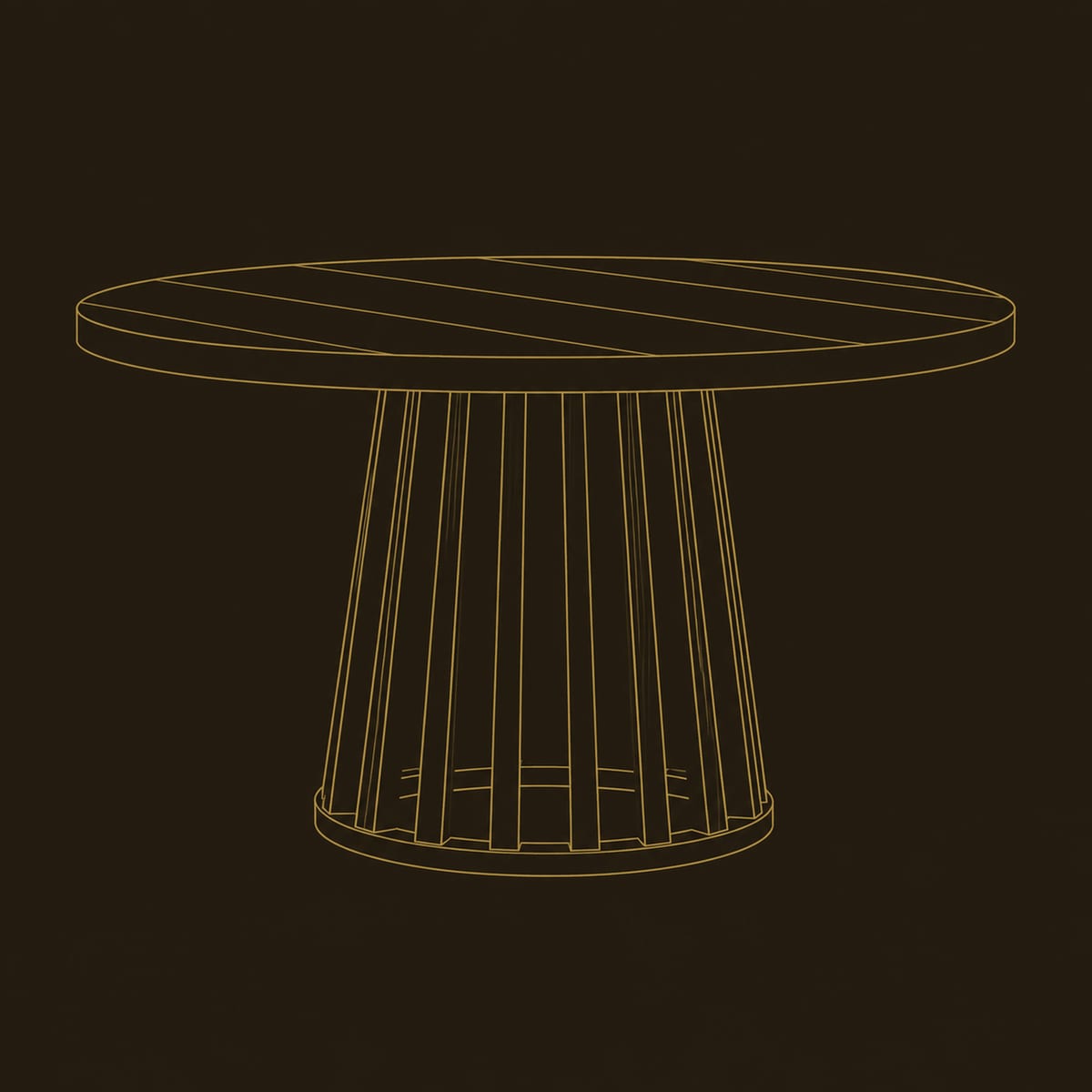 Round Dining Table With Slatted Drum Pedestal Base dimension diagram