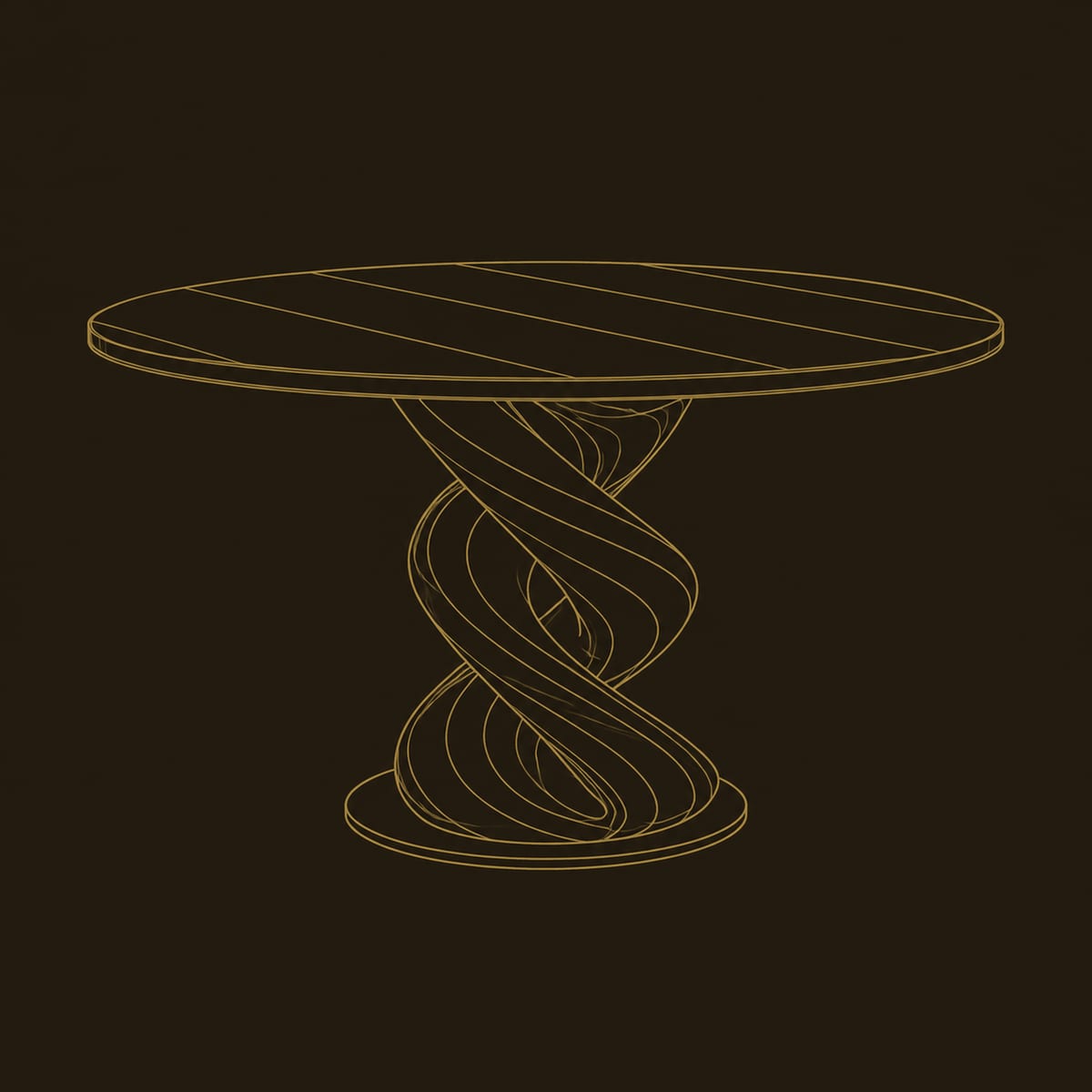 Round Dining Table With Thick Ribbon Twist Pedestal dimension diagram