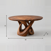 Round Dining Table With Twisted Loop Pedestal Base dimension diagram with width, height and depth