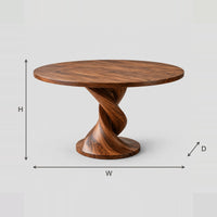 Round Dining Table with Twisted Pedestal and Disc Base dimension diagram with width, height and depth