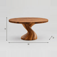 Round Dining Table with Twisted Pedestal Base dimension diagram with width, height and depth