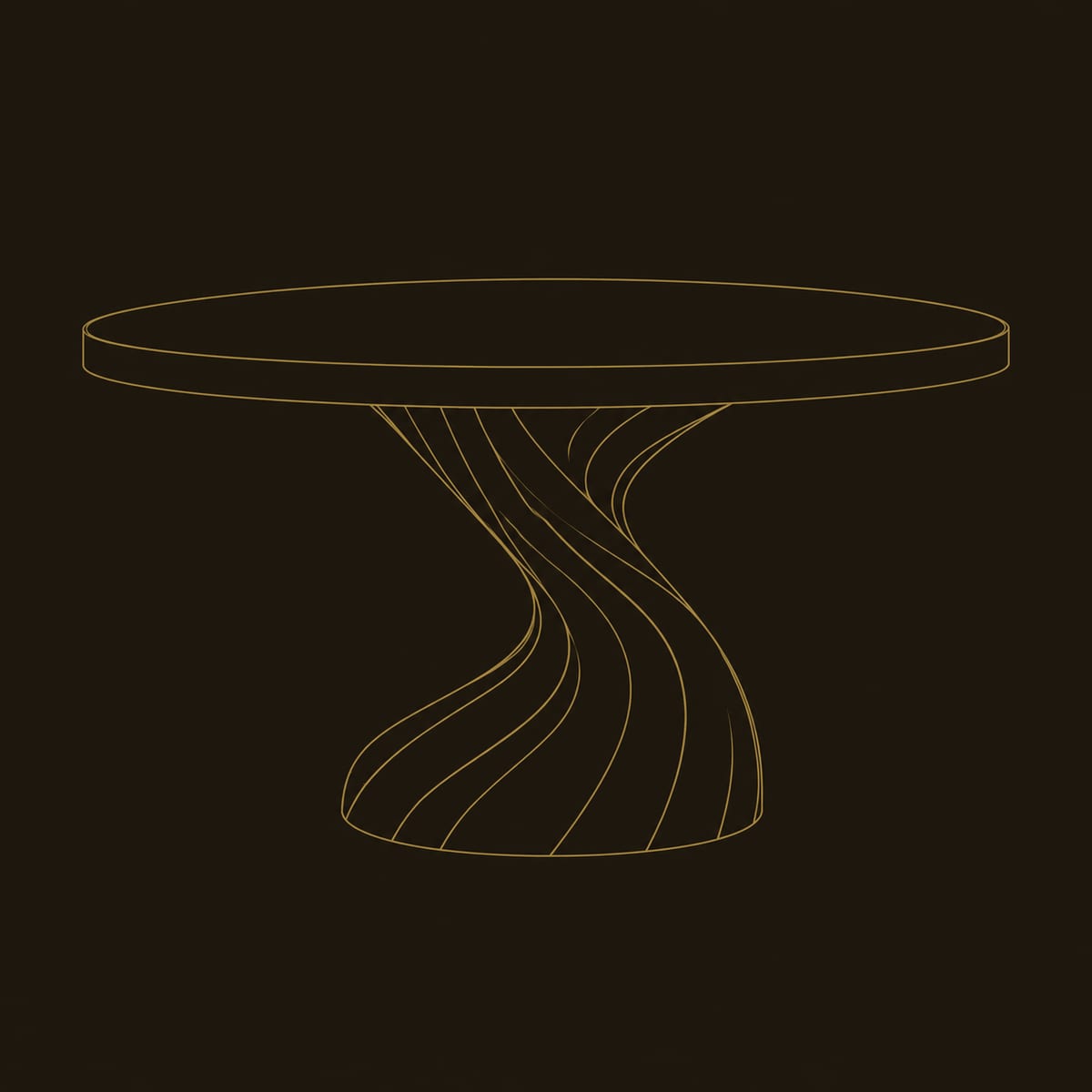 Round Dining Table with Twisted Pedestal Base dimension diagram
