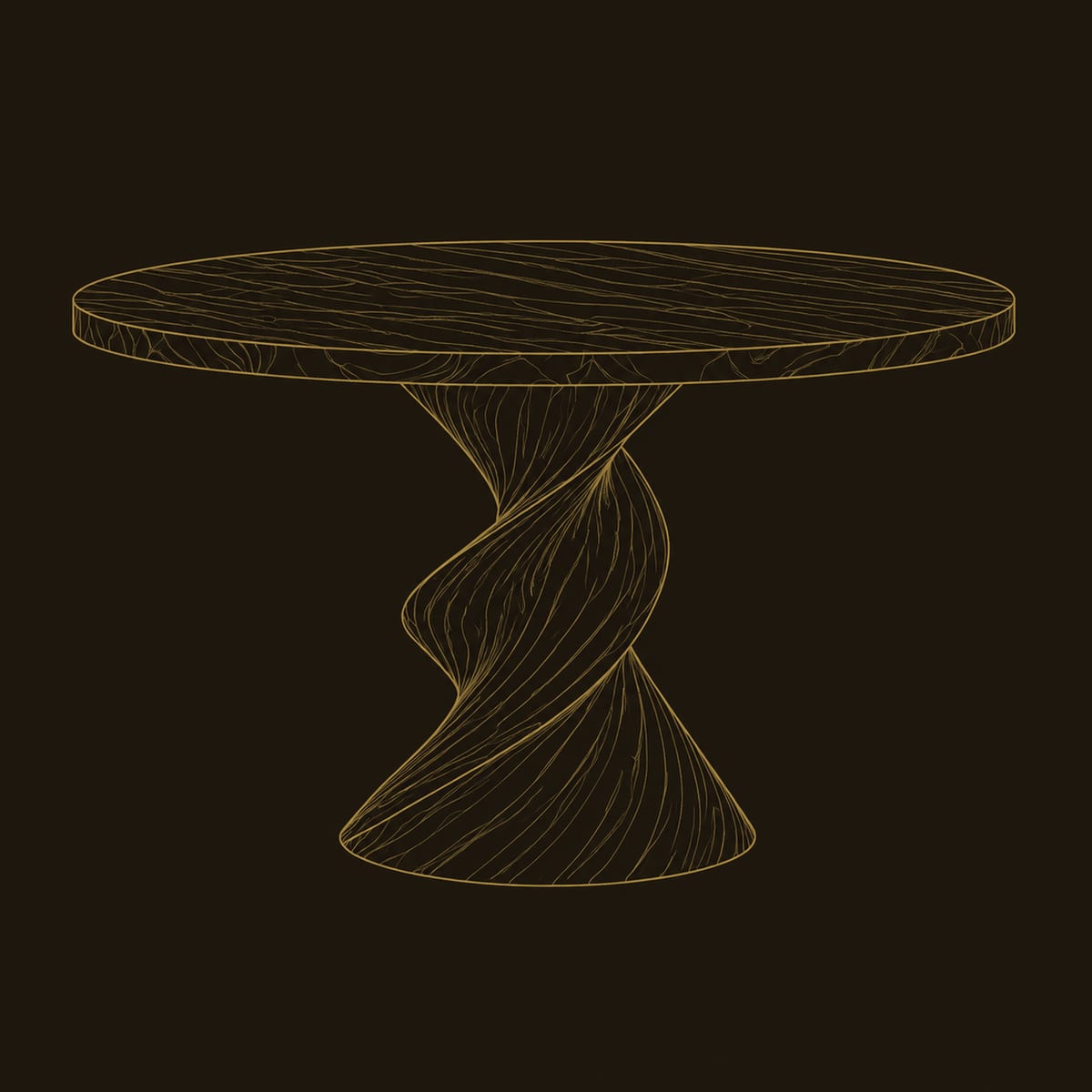 Round Dining Table With Twisted Sculpted Pedestal Base dimension diagram
