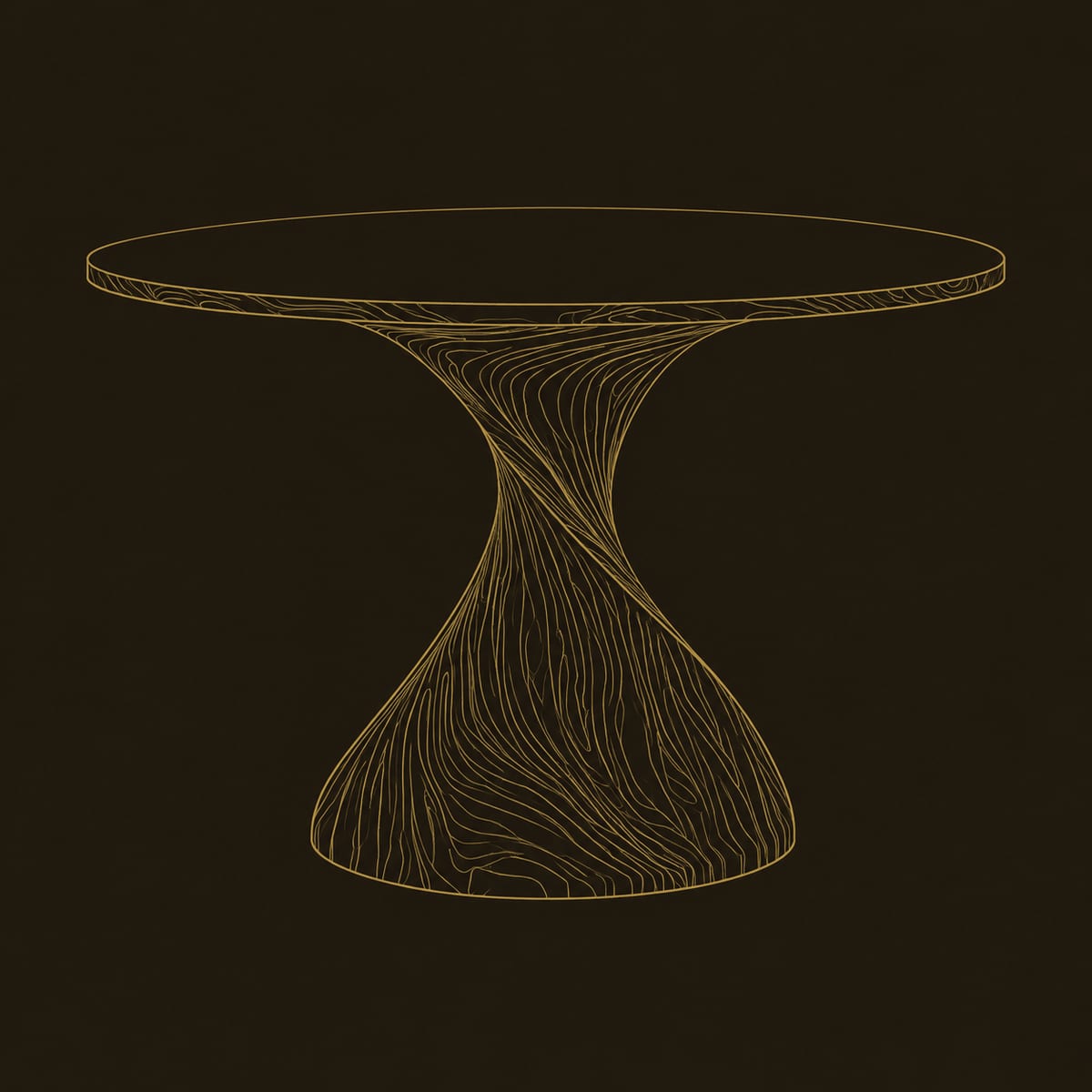 Round Dining Table with Twisted Spiral Pedestal dimension diagram