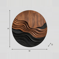 Round Flowing Wave Wall Art in Stepped Relief dimension diagram with width and height
