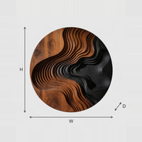 Round Layered Wave Wall Art with a Deep Hollow dimension diagram with width and height