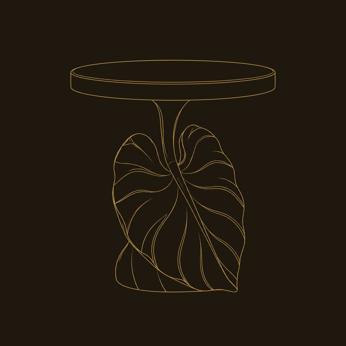Round Side Table With Carved Leaf Pedestal Base dimension diagram