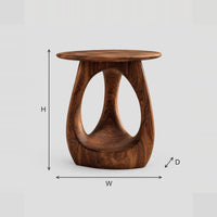 Round Side Table With Open Teardrop Pedestal And Flared Foot dimension diagram with width, height and depth