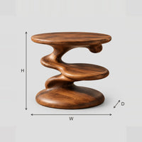 Round Side Table With Spiral Pedestal And Lower Shelf Disc dimension diagram with width, height and depth