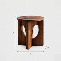 Round Side Table With Tall Oval Cutouts In A Panel Base dimension diagram with width, height and depth