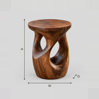 Round Side Table With Twisted Open Cutout Pedestal dimension diagram with width, height and depth