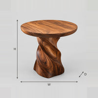 Round Top Side Table On A Spiral Twisted Pedestal dimension diagram with width, height and depth