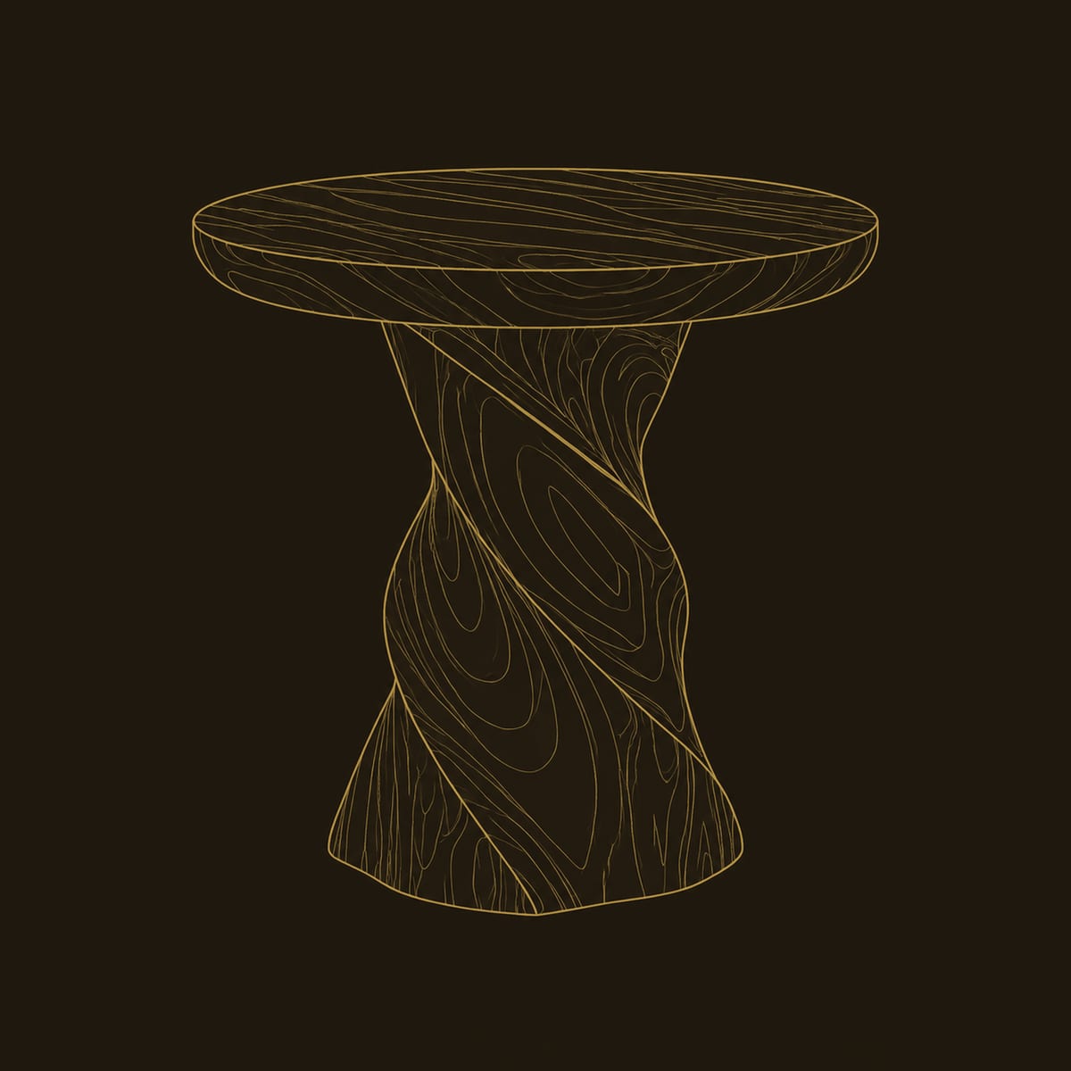 Round Top Side Table On A Spiral Twisted Pedestal dimension diagram