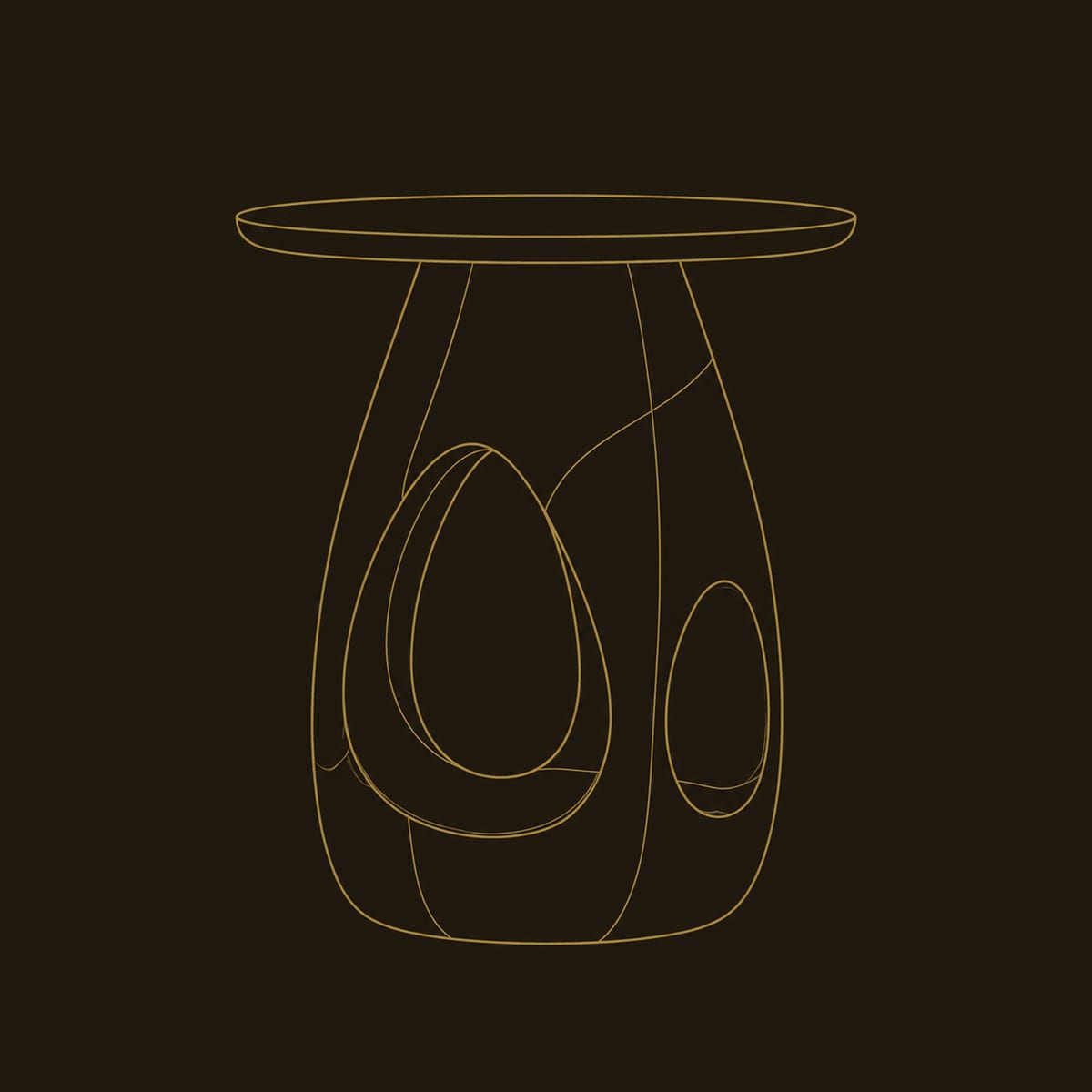 Round Top Side Table With Teardrop Cutouts In A Sculpted Base dimension diagram