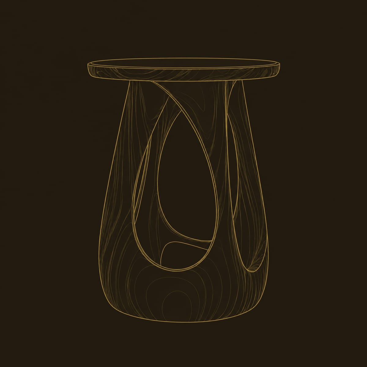 Round Top Side Table With Teardrop Cutouts In The Base dimension diagram