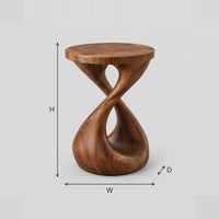 Round Twisted Pedestal Side Table With Open Loop Base dimension diagram with width, height and depth