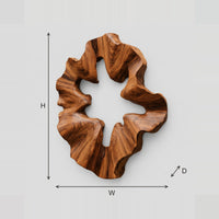 Ruffled Wood Ring Wall Art With Open Star Shaped Center dimension diagram with width and height