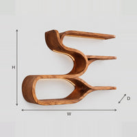 S Shaped Shelf With Open Loop Cubby And Three Narrow Ledges dimension diagram with width, height and depth