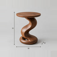 S Twist Pedestal Side Table With Coiled Loop Base dimension diagram with width, height and depth