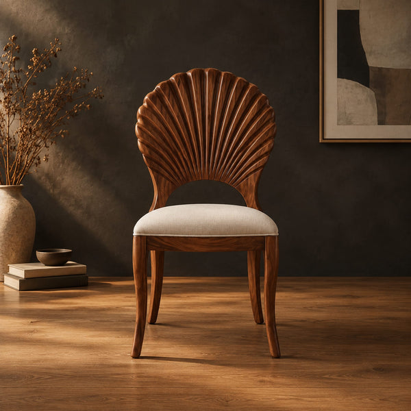 Scallop Shell Back Dining Chair With Carved Fan Ribs