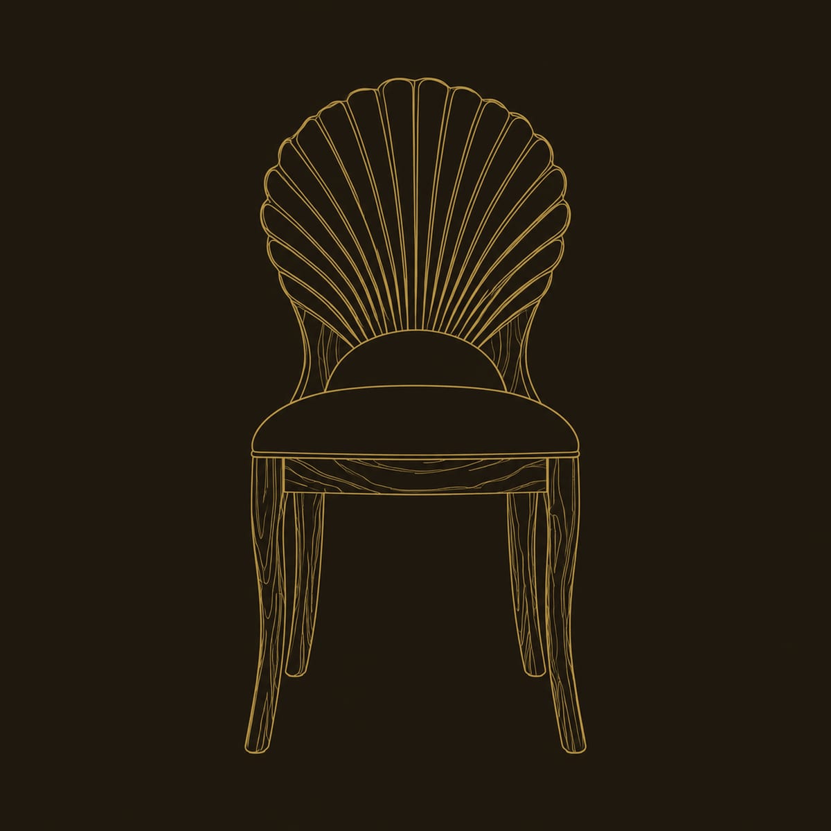Scallop Shell Back Dining Chair With Carved Fan Ribs dimension diagram