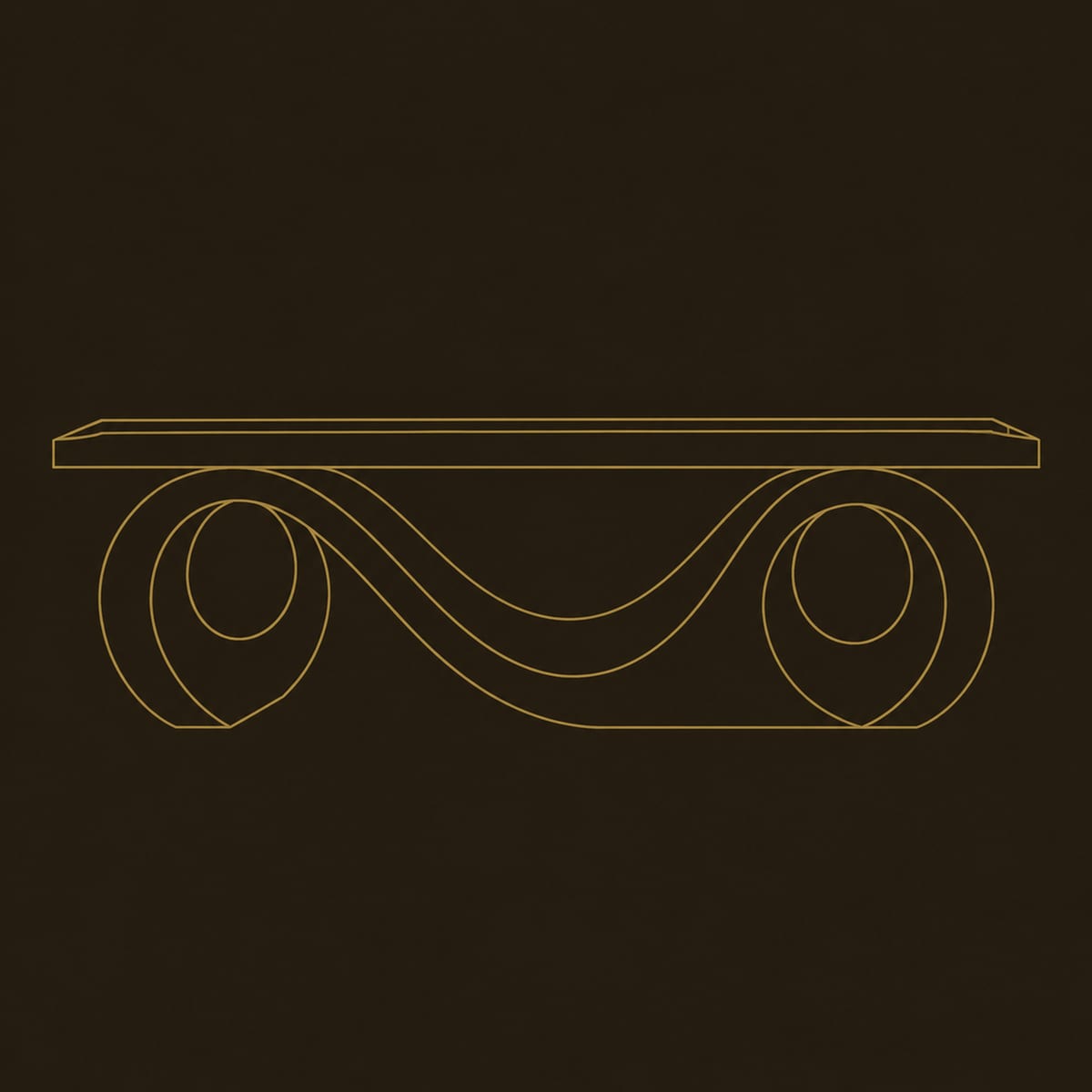 Scroll Base Bench With Thick Plank Seat And Looped Ends dimension diagram