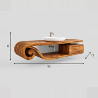 Scroll End Bathroom Vanity With Open Lower Shelf dimension diagram with width, height and depth