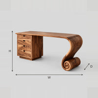 Scroll Leg Makeup Vanity With Four Drawers And A Sweeping Top dimension diagram with width, height and depth